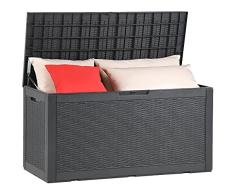 YITAHOME 380L Arcón de Ordenación Exterior, Resina Grande Caja de Almacenaje de Jardín para Exteriores Muebles de Patio