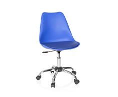 hjh OFFICE 742011 Silla de Oficina Giratoria Fancy Pro Piel sintética Azul, Sillas de Escritorio con Ruedas, Estilo nórdico, Altura Ajustable