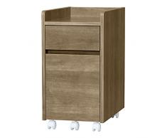 Iris Ohyama, Mueble de almacenaje/Mueble con repisa/Mueble de almacenaje/Escritorio con repisas y Ruedas/Mueble Escritorio, Diseño, Oficina - Chest of Drawer - FDK-3059 - Marrón Ceniza