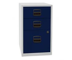 Bisley Home Armario Auxiliar PFA, 2 Universal cajones, 1 cajón, HR de Metal, 505 Cuerpo Luz Gris, Frente de Oxford Azul, 40 x 41.3 x 67.2 cm