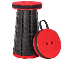 Leogreen Taburete Portátil Telescópico Taburete Plegable de Plástico Taburetes Plegables Retráctiles para Pescar Barbacoa Camping Jardinería Cocina Interior, Carga máxima 150Kg, Rojo Negro