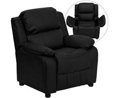 Flash Muebles Acolchado de Deluxe más Moderno en Color Negro Piel para niños sillón reclinable con Brazos.