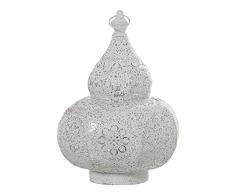 DRW Lampara de Sobremesa de Metal en Blanco Antiguo 26x37cm