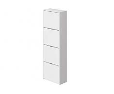 Marca Amazon - Movian Idro Modern - Armario zapatero de 4 puertas, 25 x 52 x 163 cm (blanco)