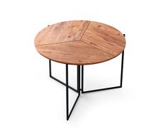 Mesa de comedor redonda con patas de metal WellHome.