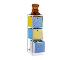 Relaxdays Estantería Infantil con Tres Cajas, Almacenaje de Juguetes, Unisex, 89x27,5x30 cm, Dinosaurios, Multicolor, vellón, Hierro, plástico