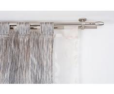 InCasa Barra Doble para Cortina, 20 mm. de diámetro, 280 cm. de Longitud, con tappo Chic en Acero cepilado – Completo, sin Anillas