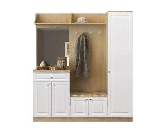 Homemania Armario con Espejo en la Puertas de Estante, Aglomerado Melamínico, MDF, Roble, Blanco, 175 x 36 x 194 cm