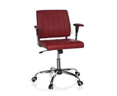 hjh OFFICE 719060 Silla de Oficina Fernando Piel sintética Burdeos, Silla de Escritorio con reposabrazos, Silla giratoria para computadora
