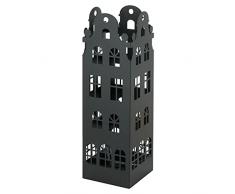 Baroni Home Paragüero de diseño Moderno de Metal con Techo Redondeado, 2 Ganchos, 4 Patas antiarañazos y Bandeja escurridora extraíble, 15,5x15x49 cm, Color Negro