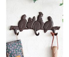 Dibor - French Style Accessories For The Home Hierro Fundido Gallo Pared Tres Gancho Junta – una solución de Almacenamiento práctico para el Pasillo – H 15 x l 30 cm