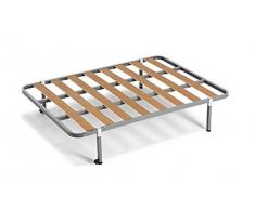 HOGAR24 ES Somier Lama 100 + 6 Patas cuadradas Tubo de Acero 30 x 30 mm, láminas de chopo, con Refuerzo Central (140x190)