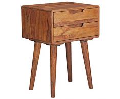 Wohnling WL5.578 Mesilla de Noche, Madera Maciza, marrón, 47 x 66 x 36 cm
