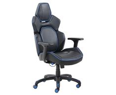 Movian Marca Amazon – Silla Juegos, Soporte Lumbar 3D, Altura Ajustable, 26.3 x 27.2 x 46.2 Pulgadas (Largo x Ancho x Alto), Negro/Azul