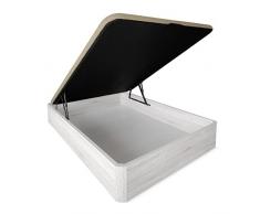 Somnia Descanso - Canapé Abatible Madera Gran Capacidad, Cajón Grosor 30mm,Tapa Reforzada y Transpirable, Gris Polar, 150 x 190
