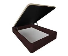 DUÉRMETE ONLINE - Canapé Abatible Extra Reforzado Gran Capacidad con Tapa Transpirable, Esquinas Redondeadas, 135 x 190, Cajón Grosor 30mm, Wengué