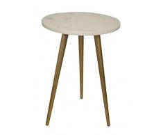 ASPECT Maxine TrÃ­podes - Mesa Auxiliar (mÃ¡rmol), Color Blanco y Dorado, 38 Ã x 55 H cm