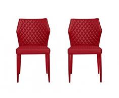 Homemania Silla Ara, Metal, Tela, Rojo, 56 x 47 x 84 cm