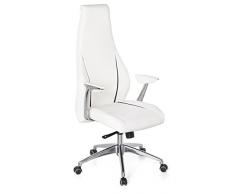 HjH CARMINO 20 Silla de Oficina, Piel, Blanco, 50.0x58.0x139.0 cm