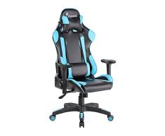 Rocada | Silla Gamer Professional, con Ruedas Giratorias, Altura Regulable, Respaldo Reclinable, Color Negro y Azul