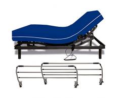 Duérmete - Cama Eléctrica Articulada Reforzada 5 Planos + Colchón Sanitario + Barandillas 90 x 200