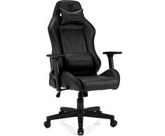 SENSE7 Juegos Oficina Netrunner Gamer Silla ergonómica Reposabrazos Estructura de Acero de una Pieza Ángulo de inclinación Ajustable, Cuero, Negro, 41-49 x 72x57