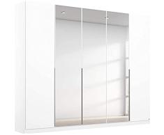 Rauch Möbel Alabama - Armario con Puertas giratorias, Color Blanco con Espejo, 5 Puertas, Incluye Paquete de Accesorios, 3 Barras de Ropa, 6 estantes, 227 x 229 x 54 cm