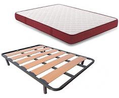 HOGAR24 SN20- Colchón Viscoelastico + Somier Lama Ancha con Patas, Medida 80x180 cm. Higiénico-Transpirable.