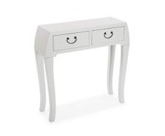 Mimma 21600052 Mesa Consola recibidor con 2 cajones Kioto Blanco, Madera, 80 x 25 x 80 cm