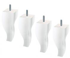 Margot Royal Louis XV – Juego de 4 Patas de somier, Madera, Color Blanco, 5,5 x 5,5 x 18 cm