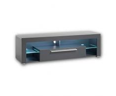 Stella Trading Goal Mesa de televisión en Gris Mate con iluminación LED-Mueble TV Espacio de Almacenamiento para su salón, Engineered Wood, 153 x 44 x 44 cm