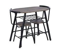 MEUBLE COSY Juego de Mesa 2 sillas de Comedor, Marrón, 90x50x75/44x52x76cm