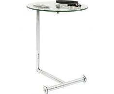 Kare Design Mesa auxiliar Easy Living, cristal claro, Ø46cm, Plata, Acero, vidrio, sala de estar