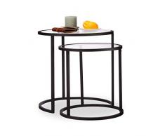 Relaxdays Set 2 Mesas Auxiliares Redondas, Acero, Negro, 50,5 x 50 x 50 cm