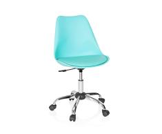 hjh OFFICE 742009 Silla de Oficina Giratoria Fancy Pro Piel sintética Turquesa, Sillas de Escritorio con Ruedas, Estilo nórdico, Altura Ajustable