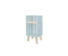 Decowood - Mesita de Noche o Auxiliar en Madera de Pino Gallego Tipo Estante, Verde Azulado - 30x25x66.5cm