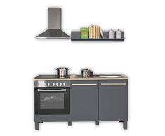HTI-Living Bilberry - Mueble de Cocina con Fregadero sin electrodomésticos en Aspecto de Roble Sonoma, Color Antracita, Gran Espacio de Almacenamiento, Tablero de partículas, 160 x 90 x 60 cm