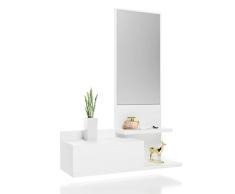 Homey Blanco Mueble Recibidor Vertical, Modelo Alais, Práctico y Funcional, Color, Madera, 81cm (Largo) x 29cm (Fondo) x 116cm (Alto)