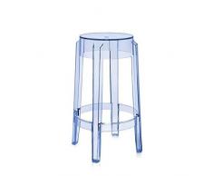 Kartell 4898 / P2 Charles Ghost Taburete, Altura 65 cm, Azul claro, 2 Piezas