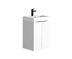 Baikal Conjunto De Mueble De Baño 45cm. Incluye Mueble con Lavabo. Melamina 16mm. Mueble MONTADO. Lavabo Encastrado. Sin Espejo 2 Puertas Blanco