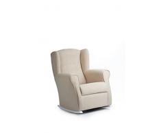 Gasten a gusto SILLONEA- Sillón de Lactancia, amamantar o Dar el Pecho- Tela Antimanchas- Butaca Mecedora con balanceo para dormirlo(Tamaño: 96 * 74 * 77 cm.) Tapizado en Beige