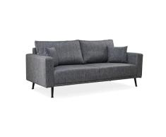 SHIITO - Sofá de 3 Plazas de Estilo Moderno - 91 x 208 x 90 cm - Modelo Dante - Máximo Relax, Confort y Resistencia - con Patas Metálicas - Color Gris