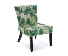 Versa 21351134 Silla acolchada tapizada Leaves, 73x64x50 cm, Verde, Sillón