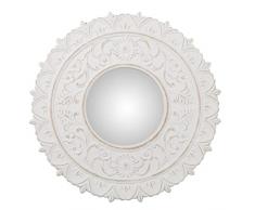 Espejo de Pared Redondo de Madera: DM en Blanco Decape 60x1,8cm, INT. 24,5cm