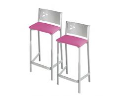 ASTIMESA TAACBL Dos Taburetes Altos de Cocina Asiento 60 cms Polipiel Rosa, TAACRS