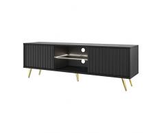 Selsey Bello Mueble de TV bajo, Melamina, Negro, 135 cm
