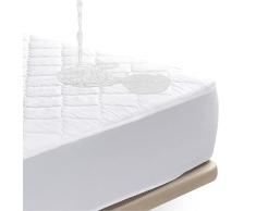 NALUI - Protector de Colchón Impermeable 105x190/200cm. Cubre Colchón Ajustable, Acolchado y Transpirable con Tratamiento Antiácaros | Hipoalergénico | Fabricado en España [≤30cm Altura]