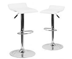 Flash Furniture Muebles Flash Taburete de Vinilo de Altura Ajustable, Microfibra de Madera Dura, White, 2 Unidades