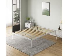 Novilla Somier 180x200 cm con 5 Patas Altas, 30cm Altura, Eco Estructura metálica de Cama de Acero con láminas de chopo, Anti-Ruido y fácil de Montar, Somier 180 x 200 cm (Esencial, Blanco)