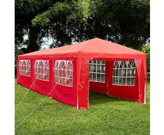 Garden Vida Paneles Laterales, Carpa con Cremallera, Tienda de campaña para Fiestas al Aire Libre, toldo Impermeable con Barras de Viento, Plástico Metal, Red, 3 x 9 m